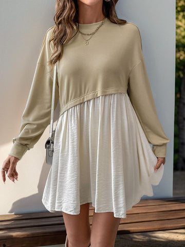 Round Neck Long Sleeve Mini Dress