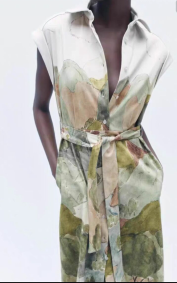 Short Sleeve Printed Shirt Dress