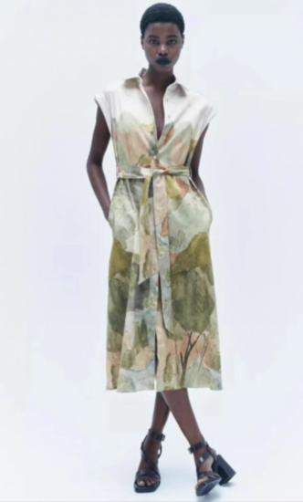 Short Sleeve Printed Shirt Dress