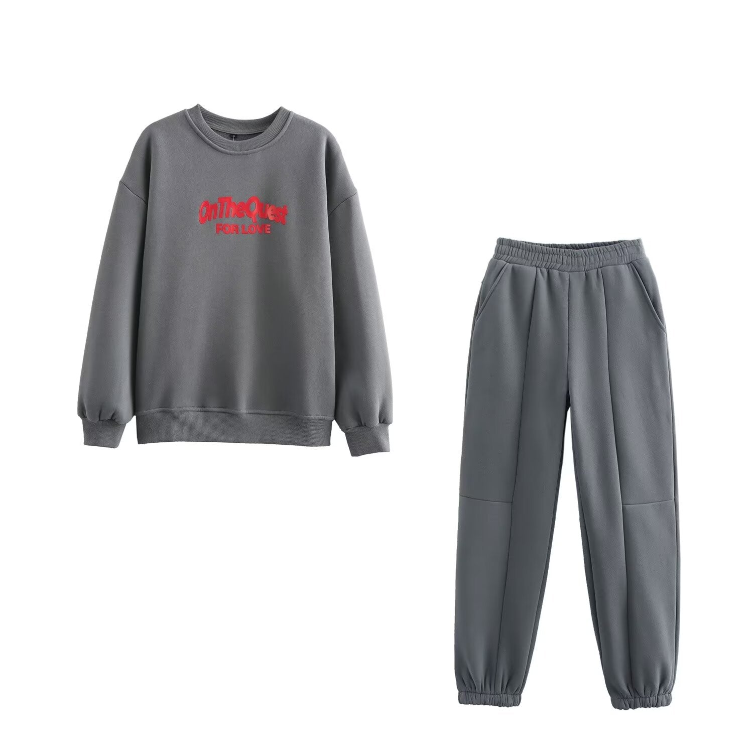 Love Sweater Elastic Waist Pants Sets