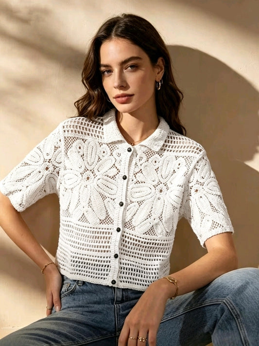 Women Knitted Summer Cropped Cardigan