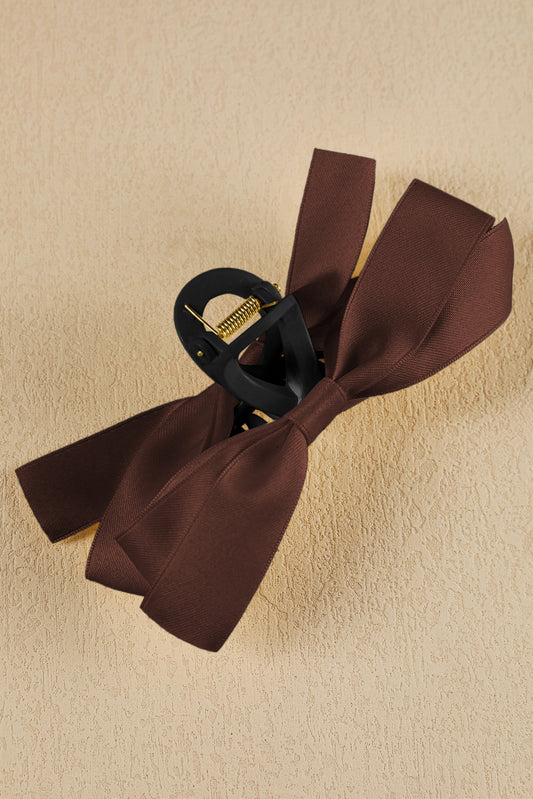 Pink Solid Color Ribbon Bow Decor Hair Clip