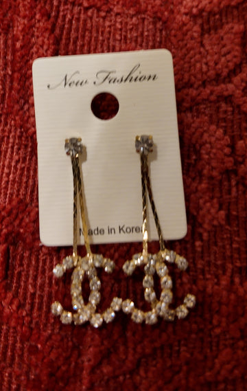 CC-Style Crystal Dangle Earrings