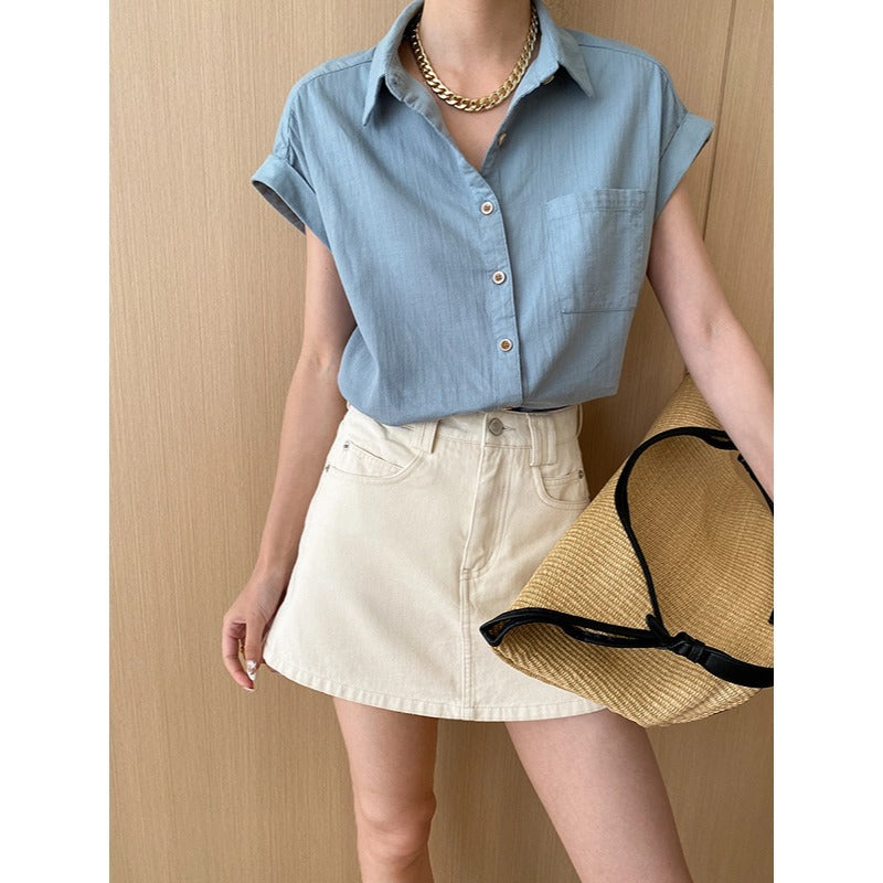 Thin Cotton Texture Simple Office Loose Casual Small Shirt