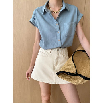 Thin Cotton Texture Simple Office Loose Casual Small Shirt