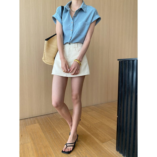 Thin Cotton Texture Simple Office Loose Casual Small Shirt