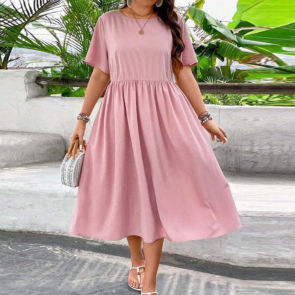 Short Sleeve Casual A line Midi Dress