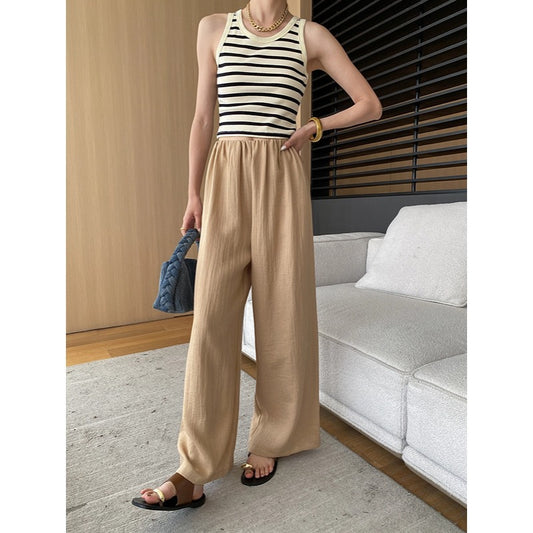 Slim Fit Slimming Contrast Color Striped Thread Camisole