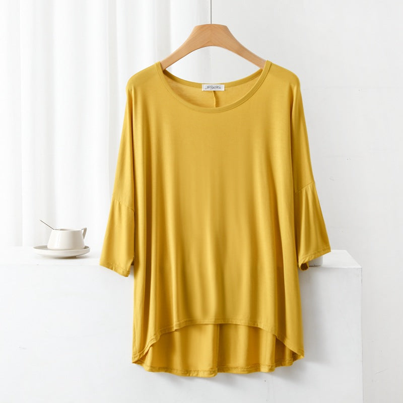 Batwing Sleeve Front Short Back Long Bottoming Shirt