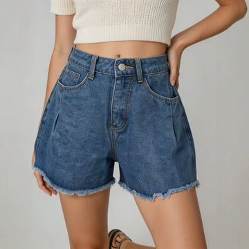 Wide Leg High Waist Women Denim Shorts