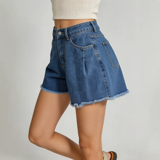 Wide Leg High Waist Women Denim Shorts
