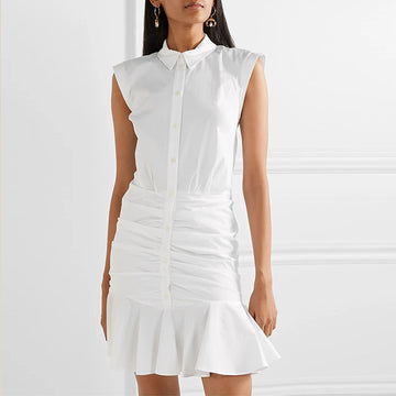 Cotton Single Breasted Fishtail Dress