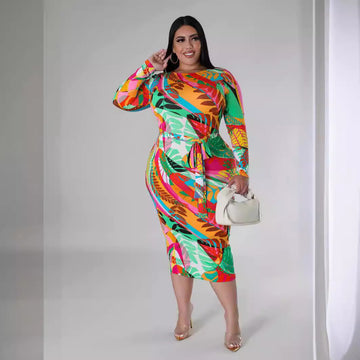 Printed Collar High Waist Dress