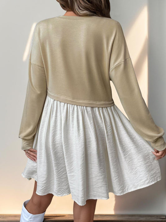 Round Neck Long Sleeve Mini Dress