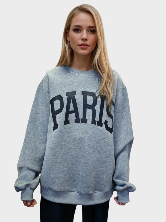 PARIS Round Neck Long Sleeve Sweatshirt