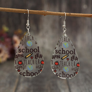 Acrylic Teacher Teardrop Shape Earrings