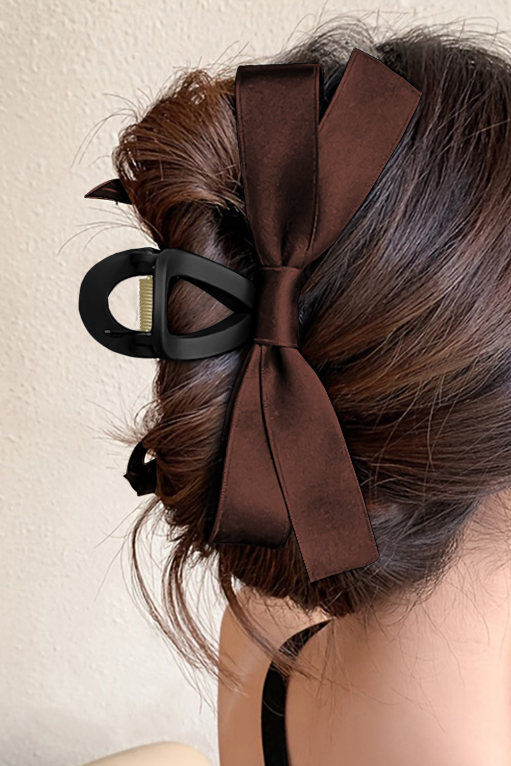 Pink Solid Color Ribbon Bow Decor Hair Clip