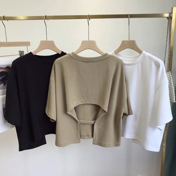 Half Sleeve T-Shirt Backless Casual